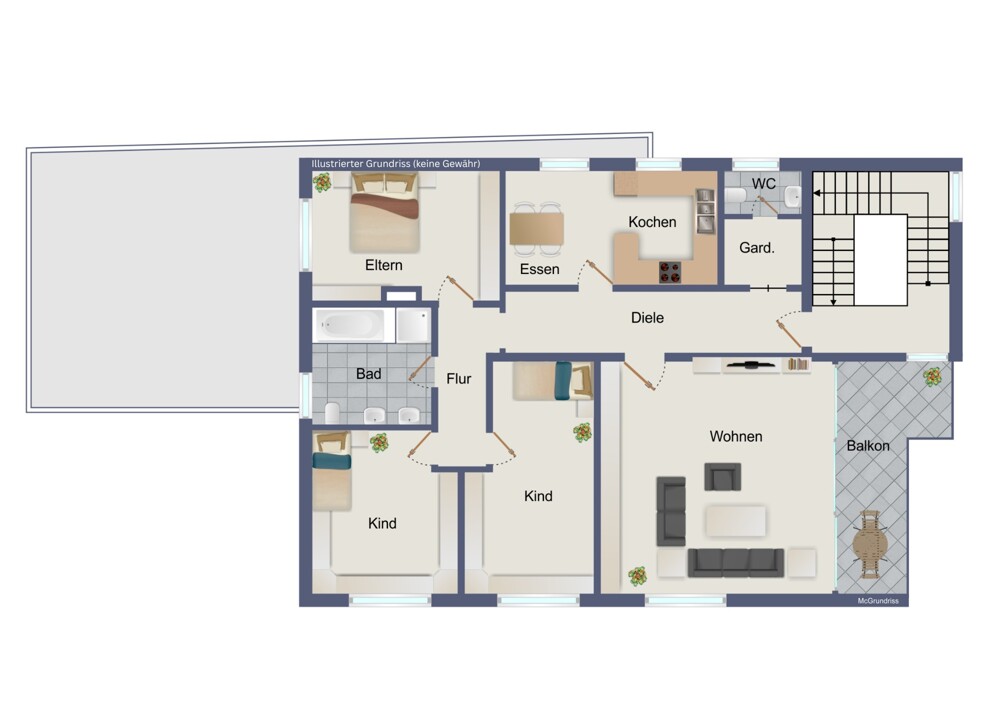 Obergeschoss (kein Maßstab)