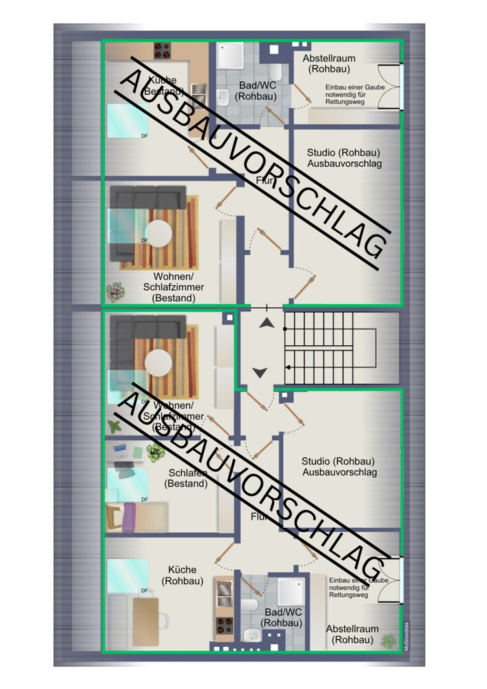 Dachgeschoss Ausbauvorschlag (kein Maßstab)