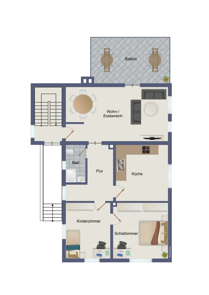 Obergeschosswohnung (kein Maßstab)