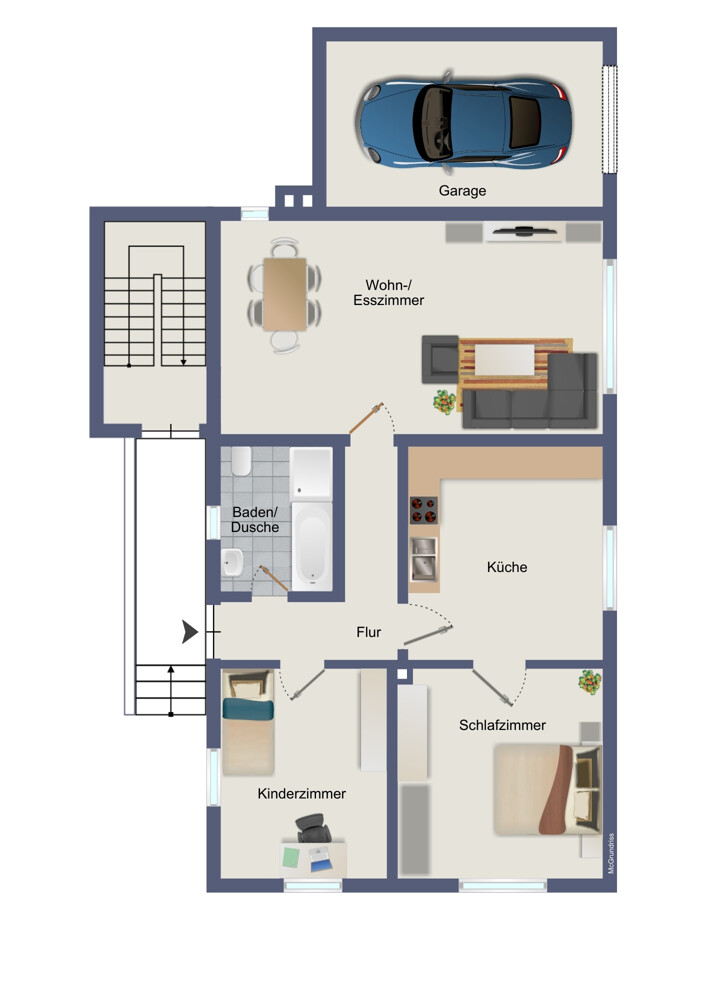 Erdgeschosswohnung (kein Maßstab)